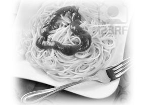 http://fr.123rf.com/photo_4285673_assiette-spaghetti-et-sauce-tomate-en-forme-de-coeur-et-d-39-une-fourche.html