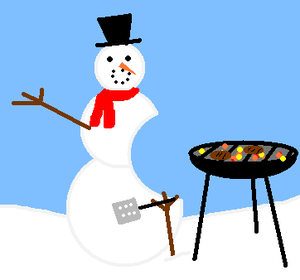 Barbecued snowman