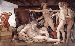 Archivo:Michelangelo drunken Noah.jpg