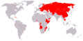 Mapa de la URSS, con todos los paises que tienen o han tenido regimenes comunistas
