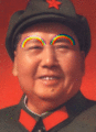 El todopoderoso Mao utilizando sus poderes de rayos láser para trazar un bello arcoiris sobre Tiananmen