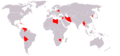 Mapa del Eje del Mal, con los paises citados como tal por Bush más Bolivia y Venezuela