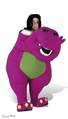 Michael Jackson vestido de Barney el dinosaurio en una fiesta infantil.
