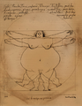 Tento obrázek již lépe vystihuje proporce lidského těla (Vitruvius).