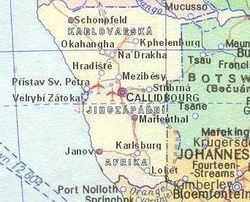 Karlovarská Jihozápadní Afrika – mapa