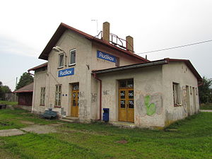 Train station Rudíkov in Rudíkov, Třebíč District.JPG