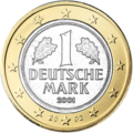 Deutschland - Um die Deutschen an den Euro zu gewöhnen, ziert das Revers der 1€-Münze die DM und gibt gleichzeitig den realen Wert des Euro in DM an.