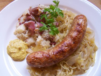 File:Sauerkraut and Bratwurst.JPG