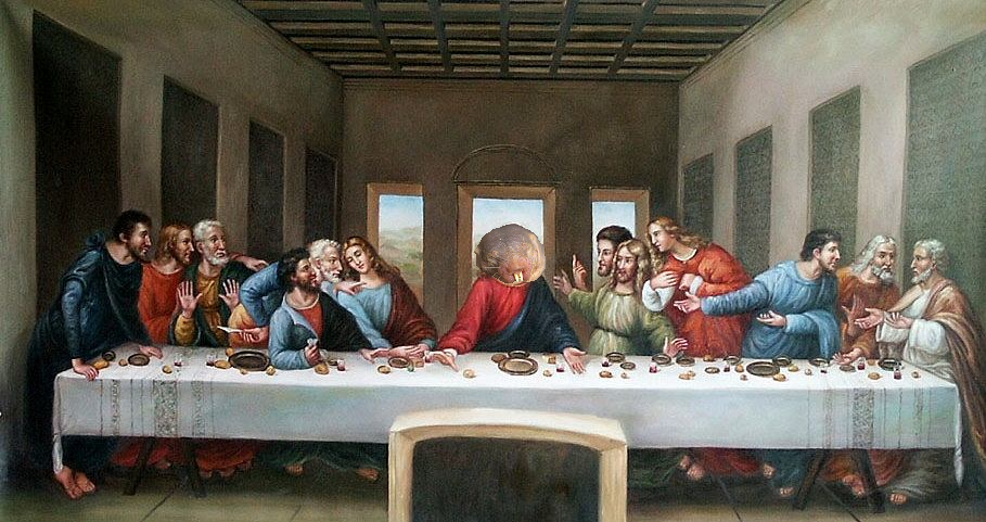 This is Da Vinci's original painting of the Last Supper. He was a devout and sensible NMRian who often followed the Power of Nakedness. However, the ignorant Christians forced him to change the painting to the famous visage we know today.