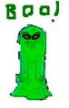 Slimer(the ghost), on rare occasions will actualy say BOO! delete