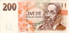 and on the 200 Czech crowns banknote - he marked up ten times in ten years