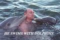 Putin playing with his dolphin pets in his mansion.