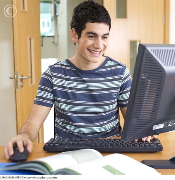 File:A teenage boy using a computer lv0049010.jpg