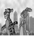 Rabbit and Tigger in the city.