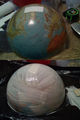 The Northern Hemisphere pre- (above) and post- (below) a layer of liquid latex. It will eventually dry to a yellowish clear.