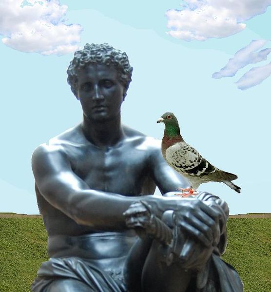Fichier:Statue du dieu Mars avec pigeon.jpg