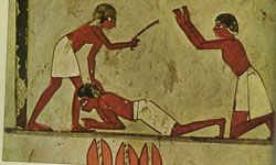 Fichier:Egypte-esclave-battu un homme libre implore pour avoir son tour.jpg