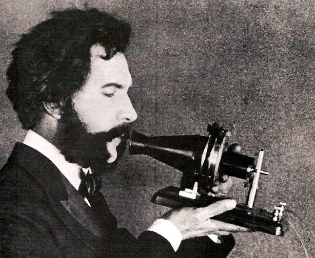 קובץ:1876 Bell Speaking into Telephone.jpg