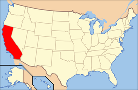 מפת ארצות הברית עם קליפורניה מודגשת