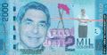 Prototipo del billete de dos mil, como verán, sale su majestad el señor Sir Oscar Arias Sancheetos.