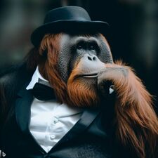 Orangután pensante (que medita)