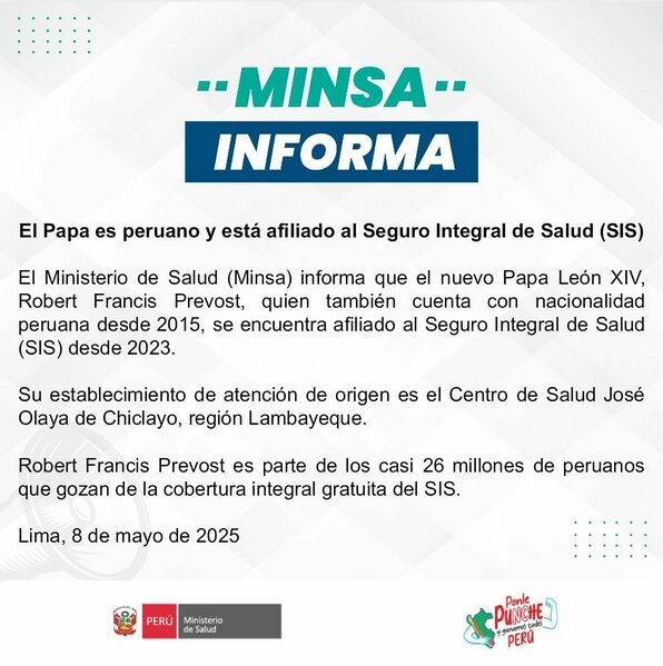 Archivo:Leon xiv minsa.jpg