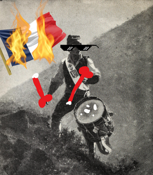 Isidre Lluçà i Casanova tocando el tambor como un hevi metal