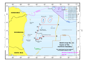International Court of Justice Territorial and Maritime Dispute (Nicaragua v. Colombia) Course of the maritime boundary.svg
