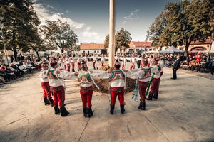 Zde lze vidět Dírové Romy, kteří předvádějí lokální folklórní tanec, aby nepřilákali pozornost 3 Čechů žijících v Lanžhotě.