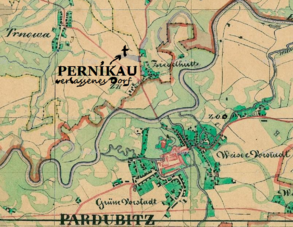 Karte von Perníkau, Stallkataster aus dem Jahr 1837-1844