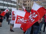 Bohemští agenti demonstrují v Brynclu na Moravsku za obnovu Velké Bohemie.