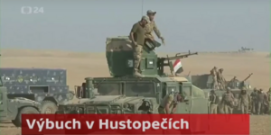 Vojáci MOA přijíždějící na pomoc obětem výbuchu bomby v Hustopečích, městě v poušti mezi Brnem a Dyjí; egyptská vlajka použita za účelem zmatení nepřítele.