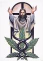 Reklamní leták s Ježíšem propagující mariuhanu.