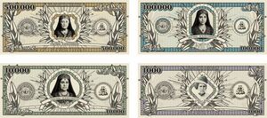 Die vier Banknoten des 2024 in Umlauf gebrachten Hajars.