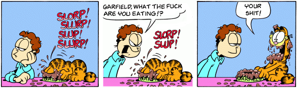 Garfield eating Jon's shit.gif