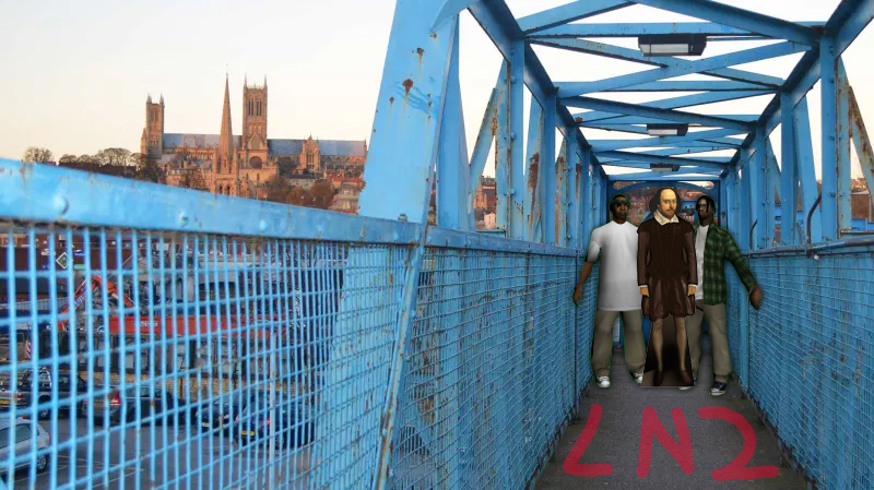File:William Shakespeare On The Lincoln Blue Bridge.jpg