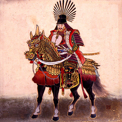 File:Toyotomi Hideyoshi on his horse.jpg
