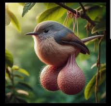 A bird with absolutely massive testicles.