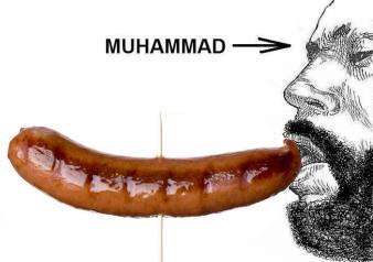 Mohammed licking a sausage