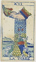 Piedmontese tarot deck - Solesio - 1865 - Trump - 16 - The Tower.jpg