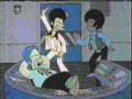 Homer sleeping while Lenny and Carl Dance