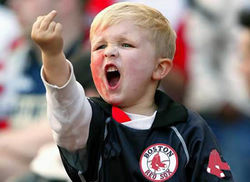 Often, the Yankees hire a cute little kid to pretend to be an actual Red Sox fan making lewd gestures at the home team.