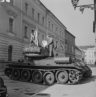 Hungarian 1956 Uprising T-34-85 Tank in the Streets of Budapest.jpg