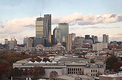 Boston skyline from MassArt Huntington Tower - November 2019 - WikiConference NA.jpg