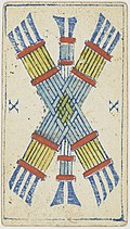 Piedmontese tarot deck - Solesio - 1865 - 10 of Batons.jpg