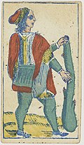 Piedmontese tarot deck - Solesio - 1865 - Jack of Batons.jpg