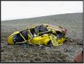 This helicopter was flying over Mongolia when it came under fire from spears and DPCM's. It didn't stand a chance. The crew most likely survived, as they were flying at low altitude, but then they were found dead, raped and speared.