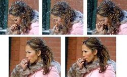 Jennifer Lopez enjoying a fresh-picked booger. Goes straight to her rump!