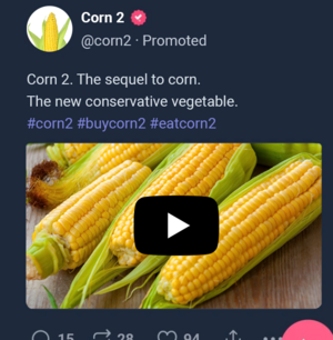 Stupid Corn 2 ad on a stupid Trump website