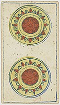 Piedmontese tarot deck - Solesio - 1865 - 2 of Coins.jpg